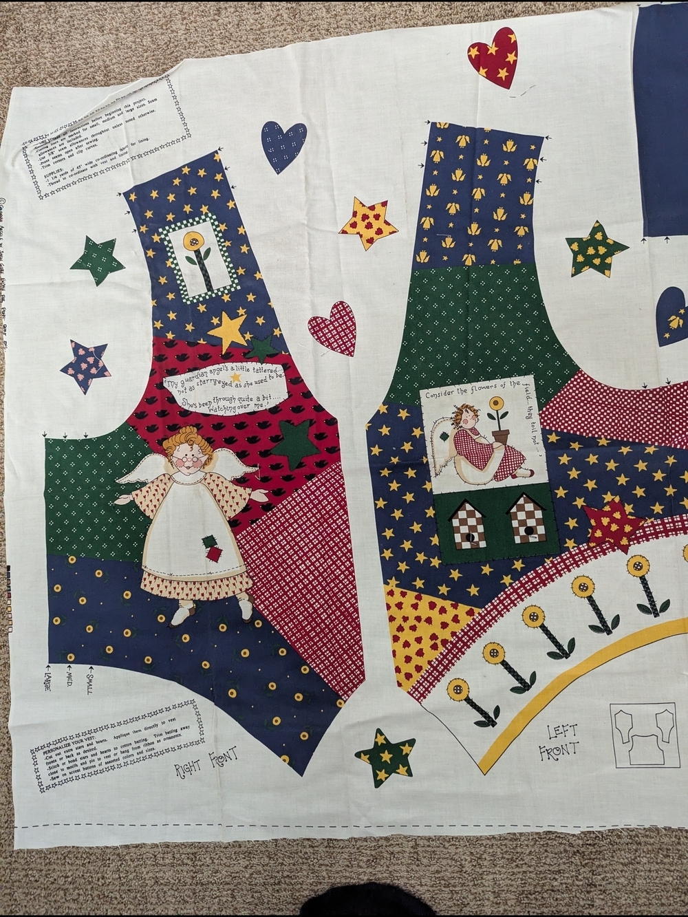 Daisy Kingdom Grandma Angels Vest Fabric Panel Sandi Vintage Sewing Craft